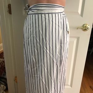 White and Blue striped wrap skirt. Brand New.